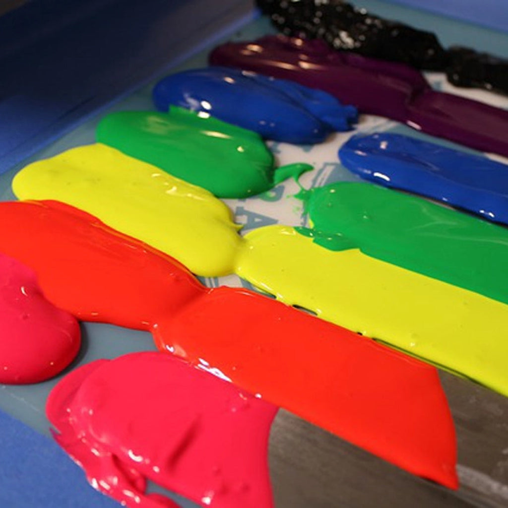 Vibrant and colorful ink in various hues, ready for custom screen printing at Povprints, your trusted Toronto printing shop